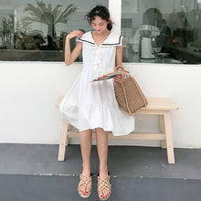 Load image into Gallery viewer, New Navy Collar Sleeveless Dress Summer Skirt for Female Student College