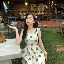 Load image into Gallery viewer, Han Feng sleeveless pocket color wave point skirt+tie dress girlfriends 5866