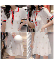 Load image into Gallery viewer, Summer 2019 new women's doll collar bee embroidered knit dress a generation of 8047