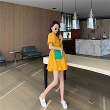 Load image into Gallery viewer, 2019 new Korean version of solid color bubble sleeve wrinkle irregular dress fashion design slim skirt 9935