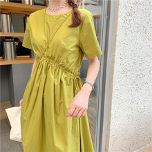 Load image into Gallery viewer, 2019 New Korean Women's Loose Temperament Received Waist Dresses Back Vest Machine Platycodon Skirt Microstores 7523
