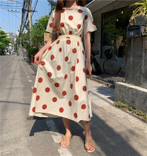 Load image into Gallery viewer, Han Feng sleeveless pocket color wave point skirt+tie dress girlfriends 5866