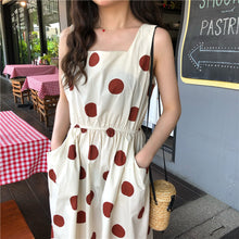 Load image into Gallery viewer, Han Feng sleeveless pocket color wave point skirt+tie dress girlfriends 5866