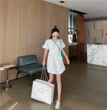 Load image into Gallery viewer, 2019 new Korean version of solid color bubble sleeve wrinkle irregular dress fashion design slim skirt 9935