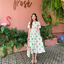 Load image into Gallery viewer, Han Feng sleeveless pocket color wave point skirt+tie dress girlfriends 5866
