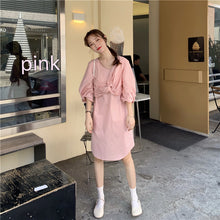 Load image into Gallery viewer, 2019 new women's dress female summer Korean temperament loose slim lantern sleeve retro skirt