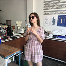 Load image into Gallery viewer, New Women's Chequered Casual Dresses Shorts V-neck Pants for Belt 8839