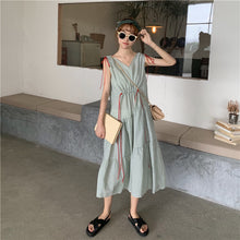 Load image into Gallery viewer, 2019 new mesh dress women sleeveless temperament small fresh drawstring strap vest dress 9809