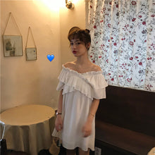 Load image into Gallery viewer, 2019 new women's bright shoulder dress changeable fairy waist slim temperament skirt