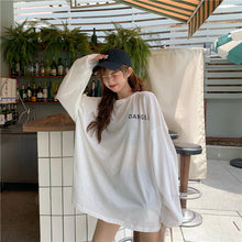 Load image into Gallery viewer, Korean version of the new women's wear micro-transparent 100-letter pattern printed long-sleeved sunscreen women