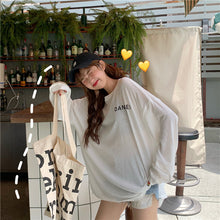 Load image into Gallery viewer, Korean version of the new women's wear micro-transparent 100-letter pattern printed long-sleeved sunscreen women