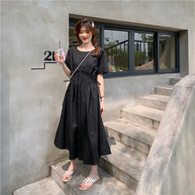 Load image into Gallery viewer, 2019 New Korean Women's Loose Temperament Received Waist Dresses Back Vest Machine Platycodon Skirt Microstores 7523