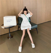 Load image into Gallery viewer, 2019 new Korean version of solid color bubble sleeve wrinkle irregular dress fashion design slim skirt 9935