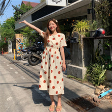 Load image into Gallery viewer, Han Feng sleeveless pocket color wave point skirt+tie dress girlfriends 5866