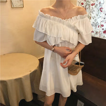 Load image into Gallery viewer, 2019 new women's bright shoulder dress changeable fairy waist slim temperament skirt