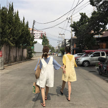 Load image into Gallery viewer, 2019 new ladies striped T-shirt+black strap wide leg shorts two-piece 8850