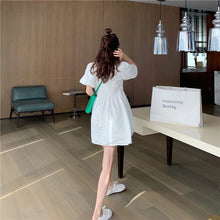 Load image into Gallery viewer, 2019 new Korean version of solid color bubble sleeve wrinkle irregular dress fashion design slim skirt 9935