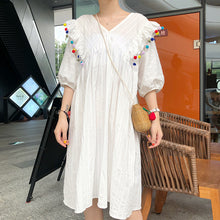 Load image into Gallery viewer, 2019 Korean version of the new summer women's sweet loose color fur ball doll dress a generation of hair