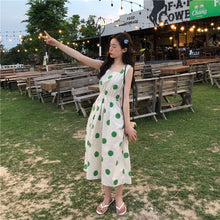 Load image into Gallery viewer, Han Feng sleeveless pocket color wave point skirt+tie dress girlfriends 5866
