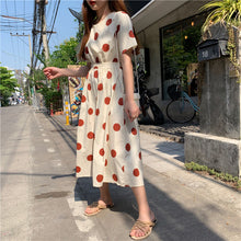 Load image into Gallery viewer, Han Feng sleeveless pocket color wave point skirt+tie dress girlfriends 5866