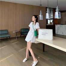 Load image into Gallery viewer, 2019 new Korean version of solid color bubble sleeve wrinkle irregular dress fashion design slim skirt 9935