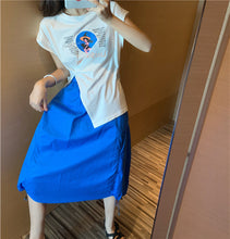 Load image into Gallery viewer, Summer 2019 new suit female design lantern skirt skirt+pop print split coat 9938