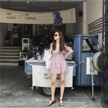 Load image into Gallery viewer, New Women's Chequered Casual Dresses Shorts V-neck Pants for Belt 8839
