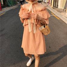 Load image into Gallery viewer, 2019 new women's bright shoulder dress changeable fairy waist slim temperament skirt
