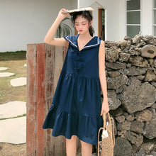 Load image into Gallery viewer, New Navy Collar Sleeveless Dress Summer Skirt for Female Student College