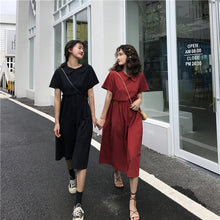 Load image into Gallery viewer, 2019 Korean version of the new women's retro student loose doll shirt long A dress 2015