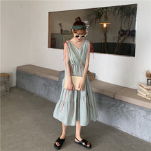 Load image into Gallery viewer, 2019 new mesh dress women sleeveless temperament small fresh drawstring strap vest dress 9809