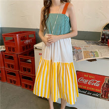 Load image into Gallery viewer, 2009 Korean version of the new women's wear patchwork striped checked rainbow skirt, large skirt, pendant skirt