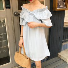 Load image into Gallery viewer, 2019 new women's bright shoulder dress changeable fairy waist slim temperament skirt