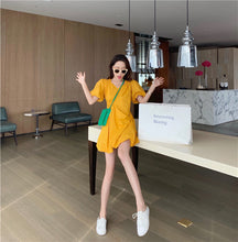 Load image into Gallery viewer, 2019 new Korean version of solid color bubble sleeve wrinkle irregular dress fashion design slim skirt 9935