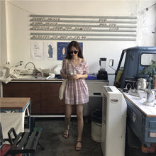 Load image into Gallery viewer, New Women's Chequered Casual Dresses Shorts V-neck Pants for Belt 8839