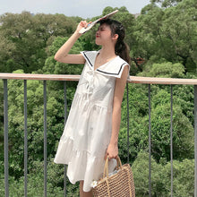 Load image into Gallery viewer, New Navy Collar Sleeveless Dress Summer Skirt for Female Student College
