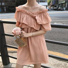 Load image into Gallery viewer, 2019 new women's bright shoulder dress changeable fairy waist slim temperament skirt