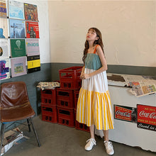 Load image into Gallery viewer, 2009 Korean version of the new women's wear patchwork striped checked rainbow skirt, large skirt, pendant skirt