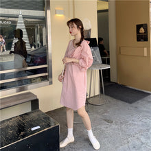 Load image into Gallery viewer, 2019 new women's dress female summer Korean temperament loose slim lantern sleeve retro skirt