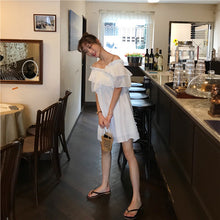 Load image into Gallery viewer, 2019 new women's bright shoulder dress changeable fairy waist slim temperament skirt