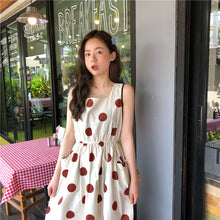 Load image into Gallery viewer, Han Feng sleeveless pocket color wave point skirt+tie dress girlfriends 5866