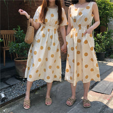 Load image into Gallery viewer, Han Feng sleeveless pocket color wave point skirt+tie dress girlfriends 5866