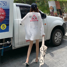 Load image into Gallery viewer, Korean version of the new women's wear micro-transparent 100-letter pattern printed long-sleeved sunscreen women