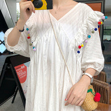 Load image into Gallery viewer, 2019 Korean version of the new summer women's sweet loose color fur ball doll dress a generation of hair