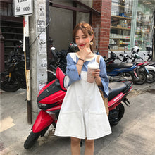 Load image into Gallery viewer, 2019 new ladies striped T-shirt+black strap wide leg shorts two-piece 8850