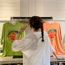 Load image into Gallery viewer, Korean version of loose fruit letters printed round neck long short sleeve T-shirt 8615