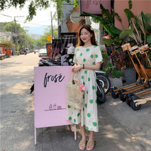 Load image into Gallery viewer, Han Feng sleeveless pocket color wave point skirt+tie dress girlfriends 5866