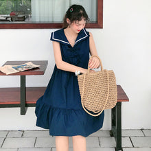 Load image into Gallery viewer, New Navy Collar Sleeveless Dress Summer Skirt for Female Student College