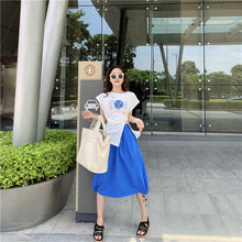 Load image into Gallery viewer, Summer 2019 new suit female design lantern skirt skirt+pop print split coat 9938