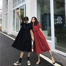 Load image into Gallery viewer, 2019 Korean version of the new women's retro student loose doll shirt long A dress 2015